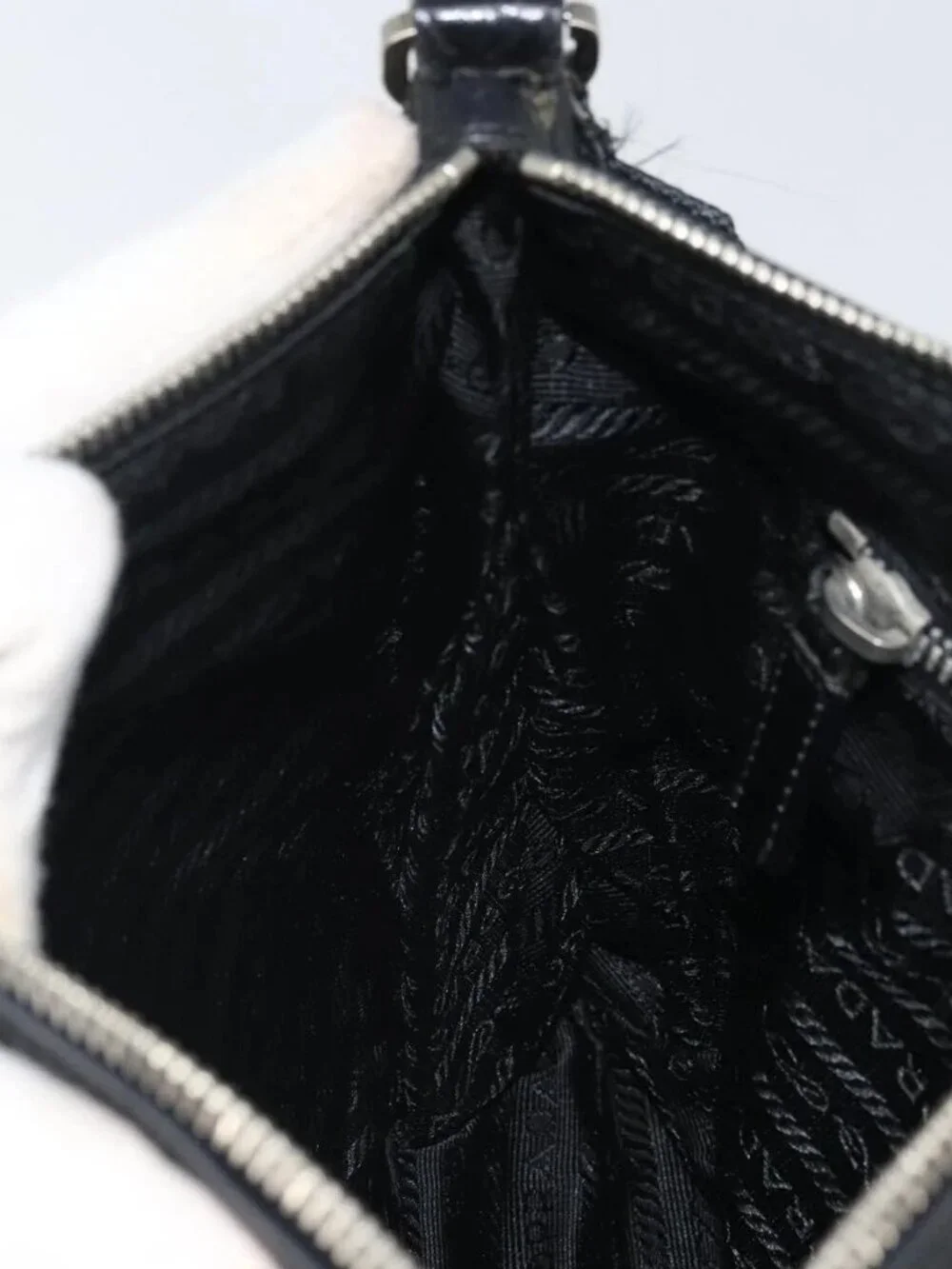 PRADA Shoulder Bag Nylon Leather Black Silver Auth 169453 - Picture 12 of 16
